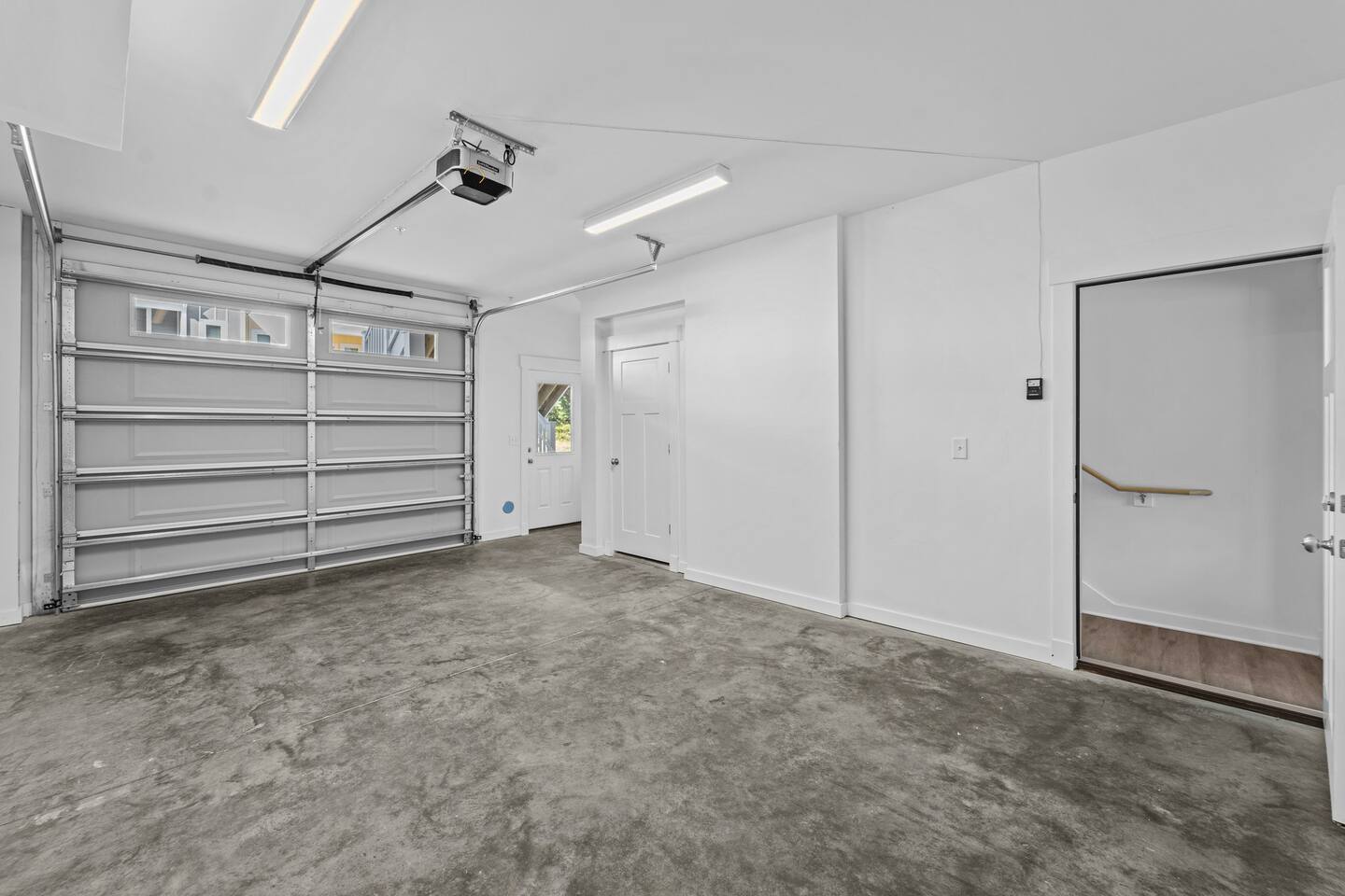 One car garage. We provide you with a code to access and park in the garage.