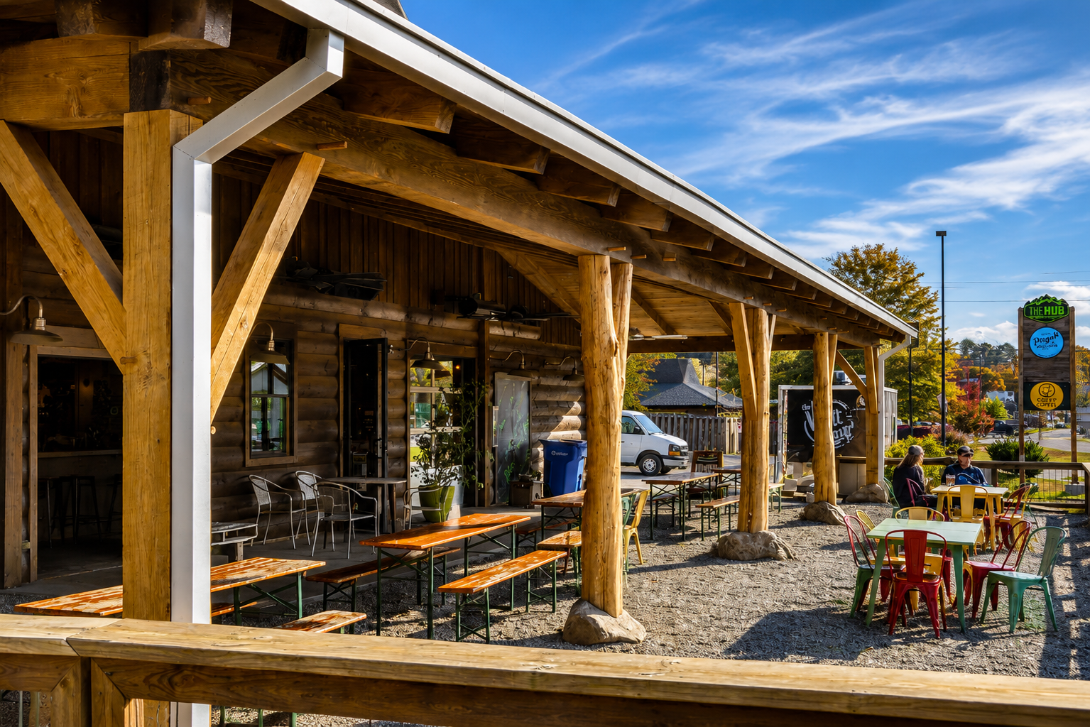 {The Hub & Pisgah Tavern} Located only 17 minutes (10.9 miles) from Canopy Club, enjoy local craft beer, great food, and one of the area's favorite gathering spots after a day on the trails.