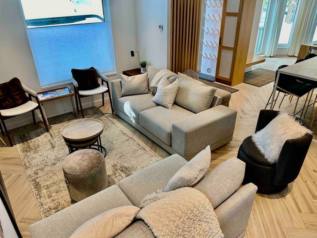 Best Whistler Rental - Main floor living room is all part of a stylishly designed open floor plan offering transitional utility for all aspects of your day and stay. 