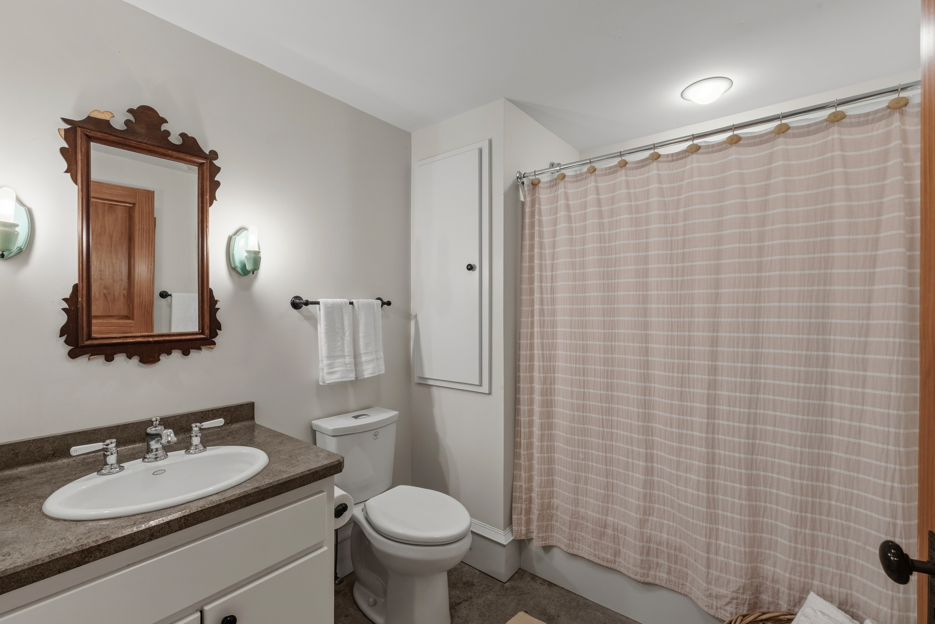 Full bathroom in basement. 