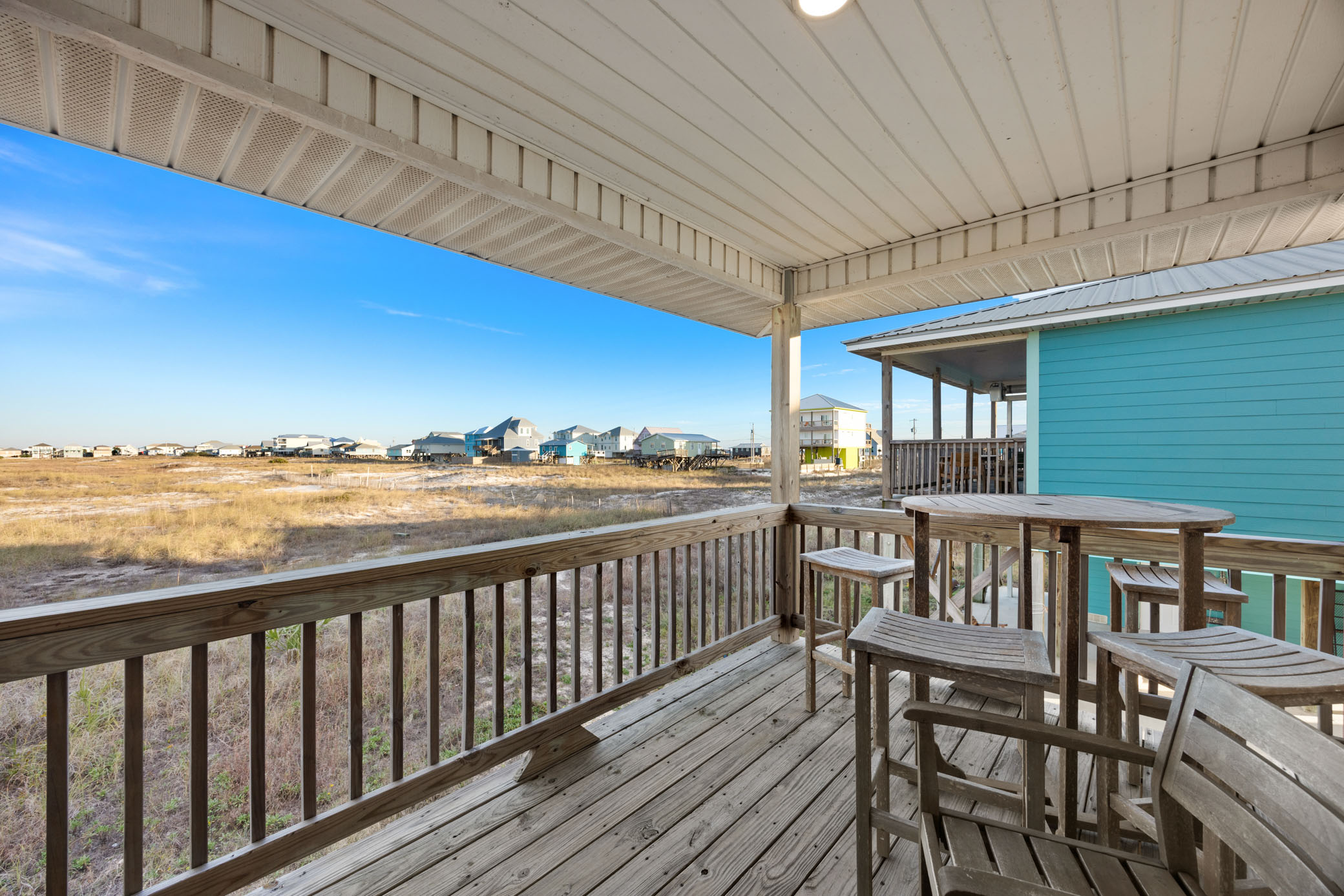 View from master bedroom covered deck