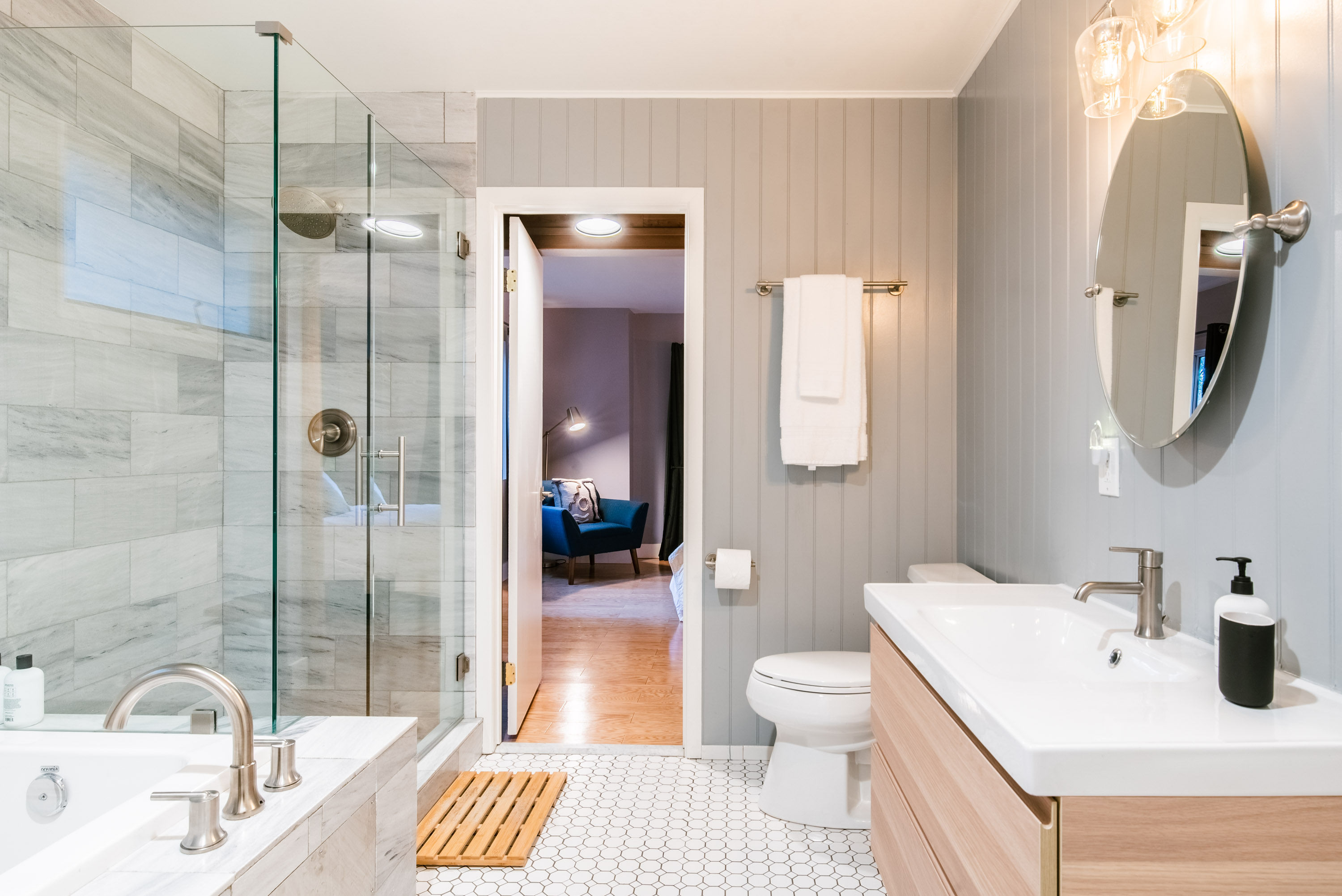 Located on the second floor, you will love waking up and going to bed in this spa style bathroom!