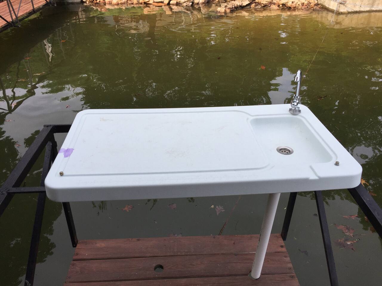 Fish cleaning sink on the dock