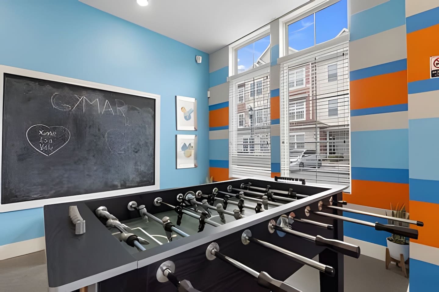 Challenge your friends and family to a foosball game in this family-friendly game room.