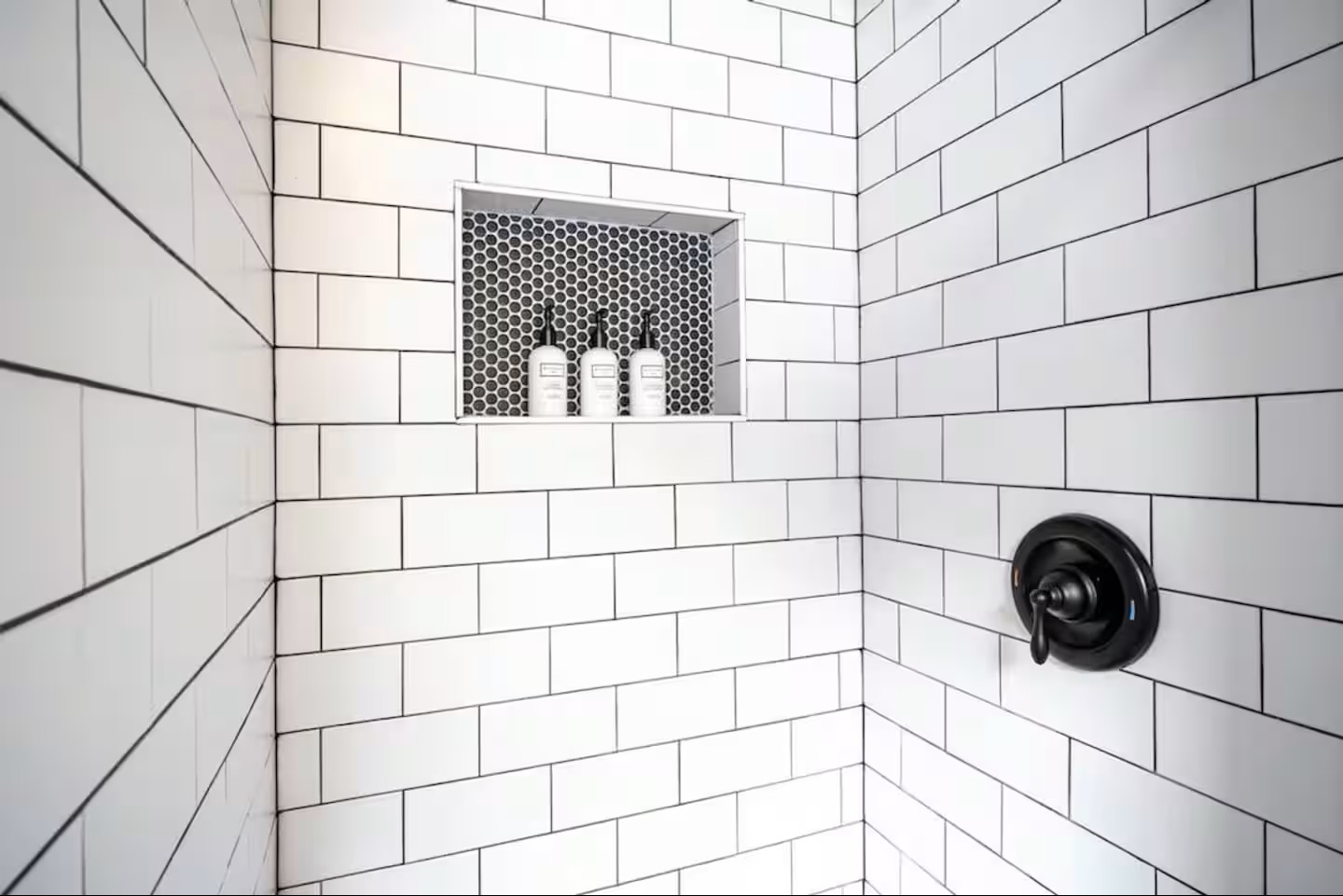 The tiled shower