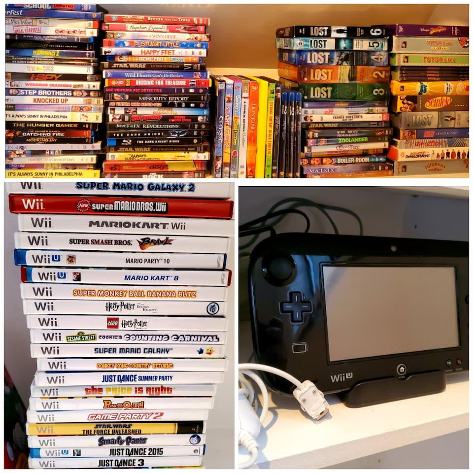 The house is chock full of entertainment options, including a Wii U game console with lots of games and lots of DVDs to enjoy!