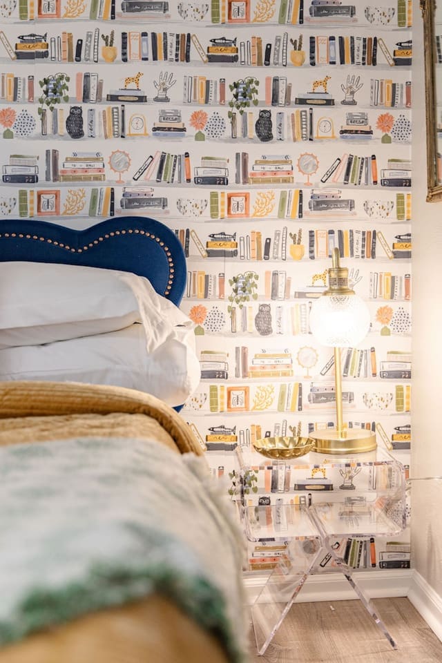 Bedside Table with lamp.