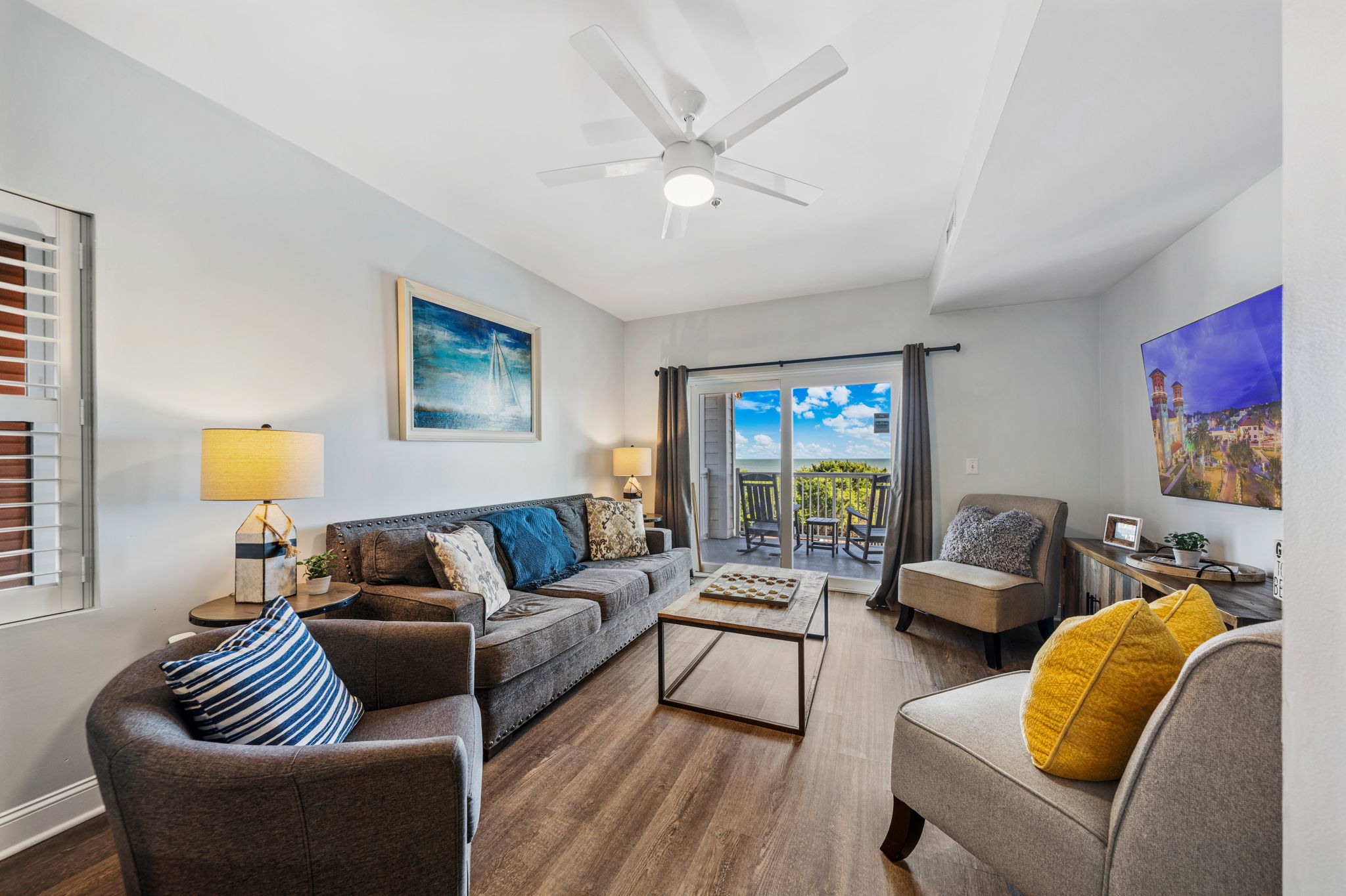 Living Room | Starfish | Oceanview 101 | 1116 Ocean Blvd, Isle of Palms, SC | IOP Escapes