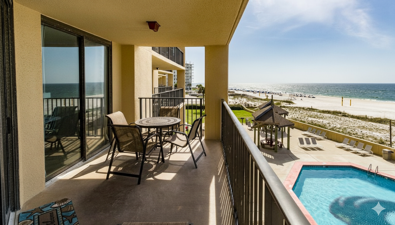 Elevated relaxation. Experience the best of beachfront living from your own private balcony. Unobstructed views of the sand, surf, and pool await.