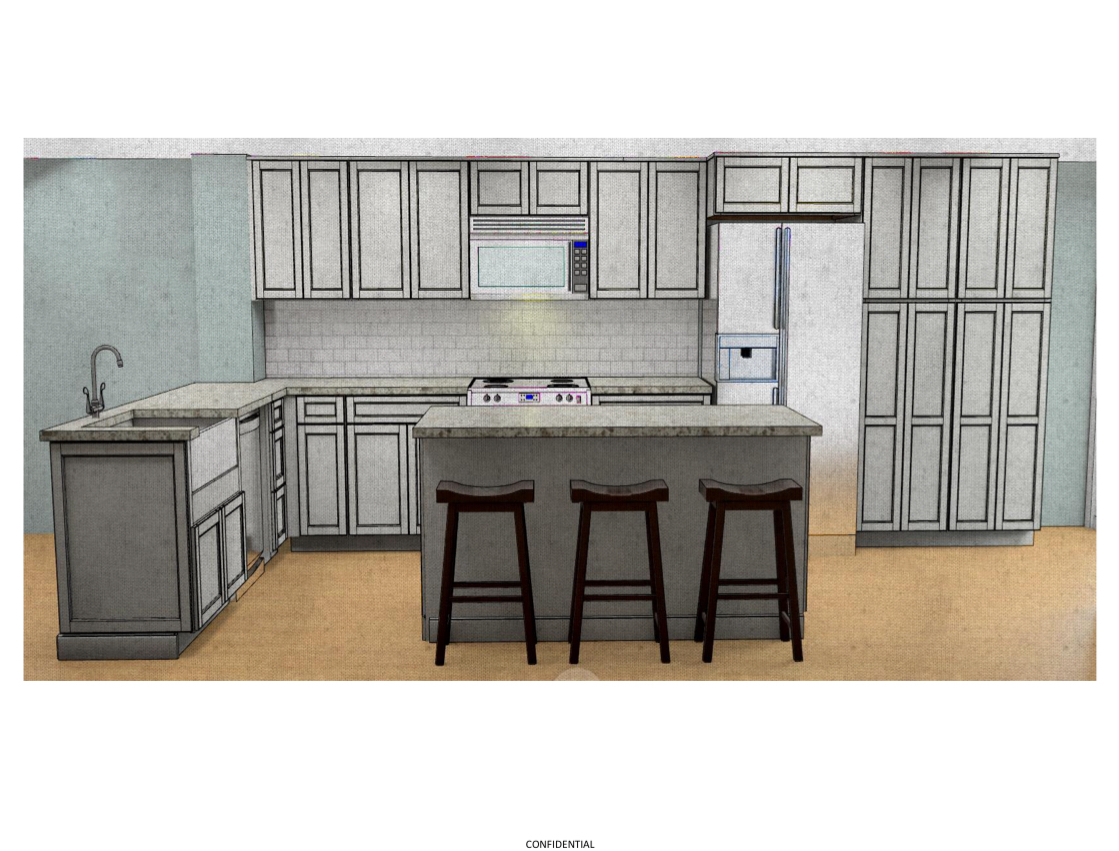 Island with 3 stools