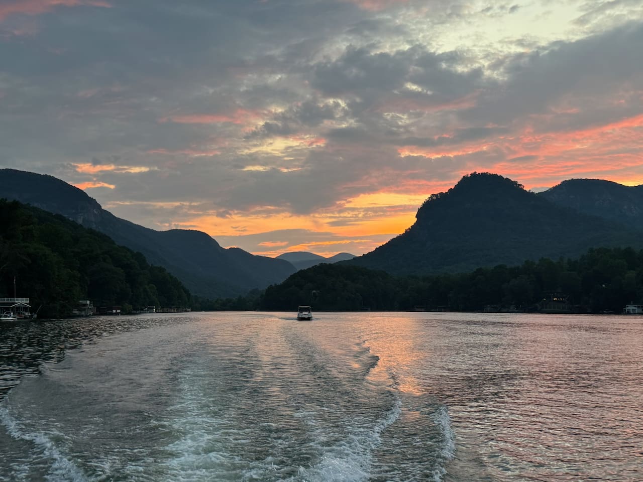 Beautiful sunset on Lake Lure.