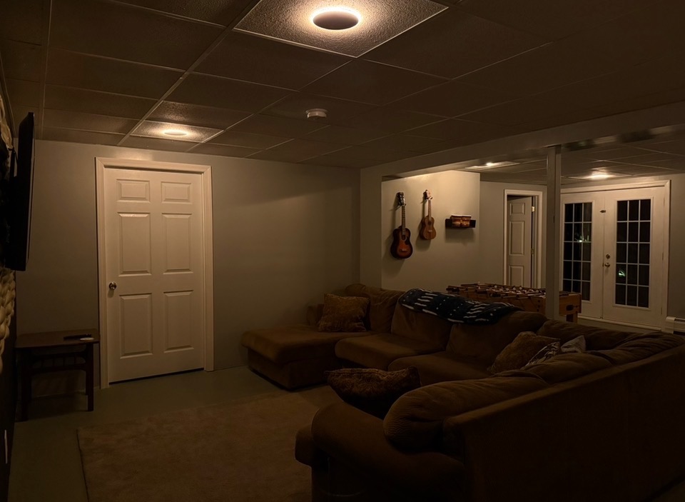 Basement lounge with smart TV