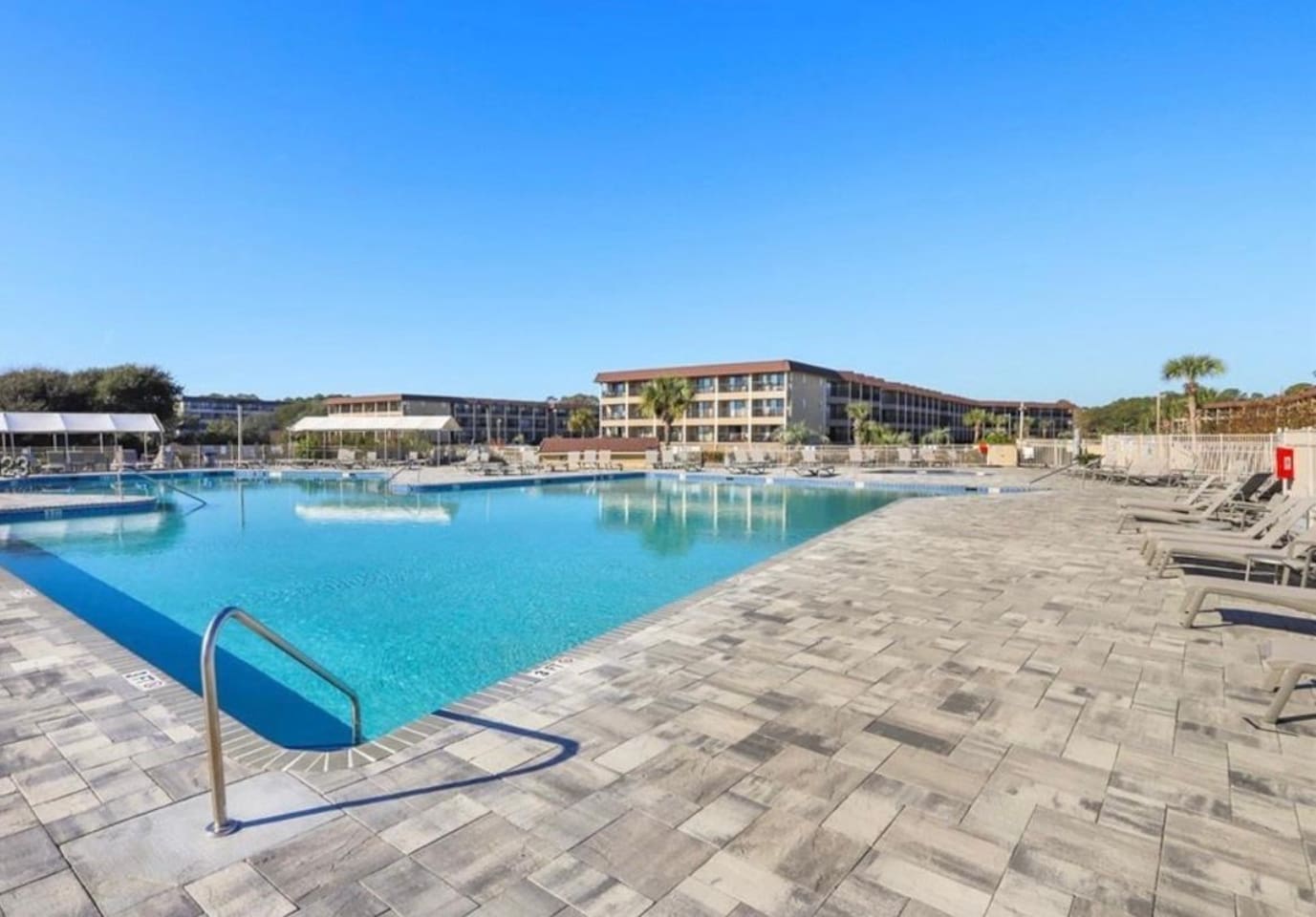 Resort pool and buildings