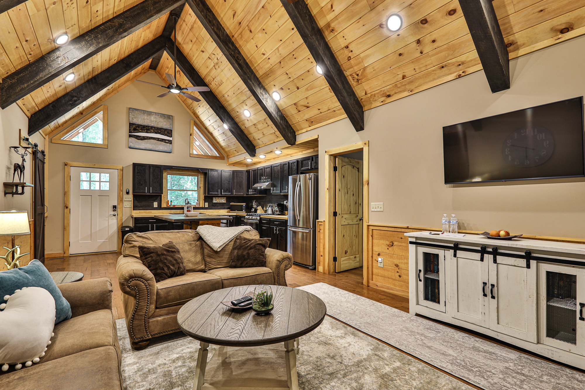 Living area with kitchen view