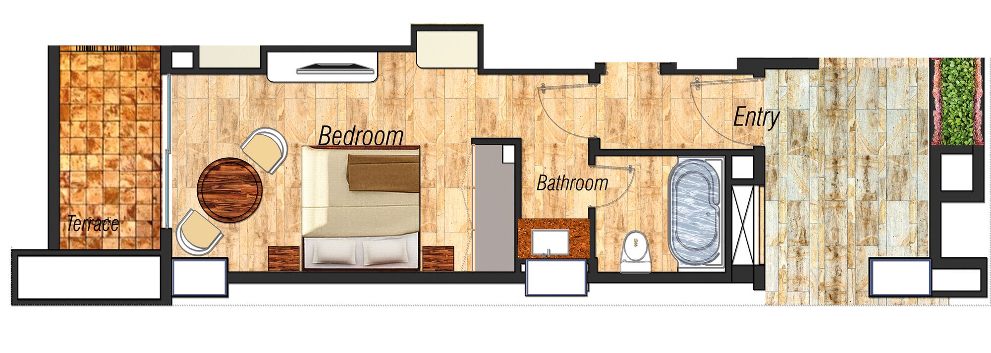 Hotel Style Room Floorplan @ Buganvilia Vacation Owner Club, Vacation Travel Exclusives