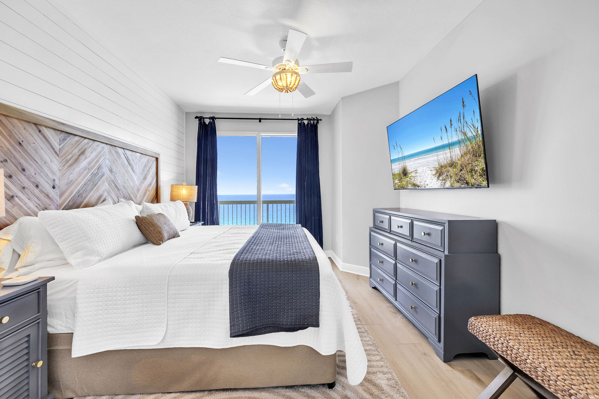 Enjoy your morning coffee in bed while taking in breathtaking Gulf views—pure relaxation from the moment you wake up.