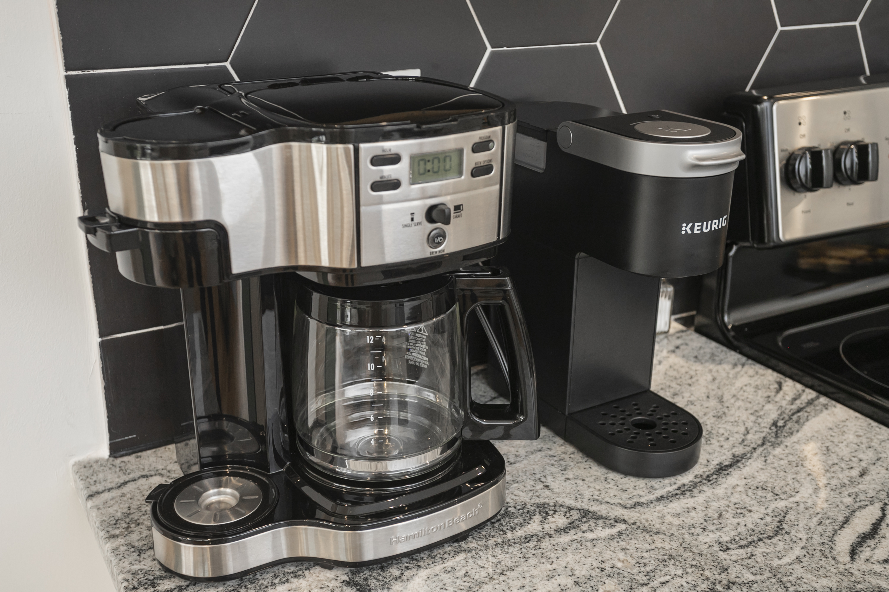 Enjoy a warm cup of coffee from the coffee bar. You'll find Keurig pods waiting for you when you arrive.