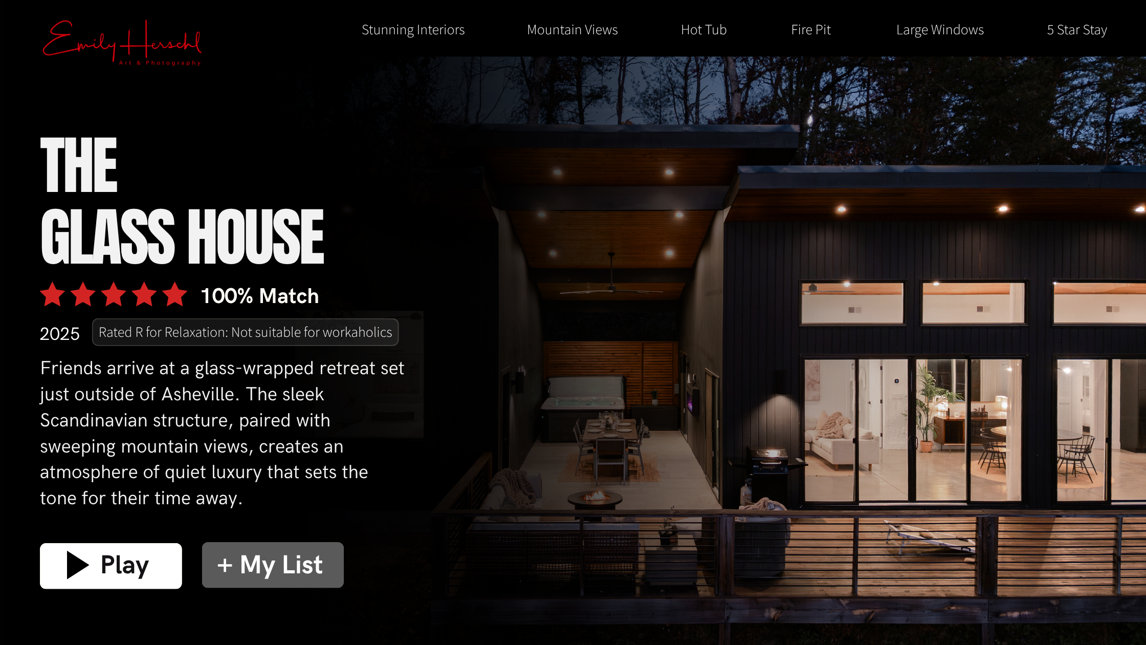 THE GLASS HOUSE Rated R for Relaxation: Not suitable for workaholics. Where Scandinavian design meets sweeping mountain views — and every gathering feels cinematic.