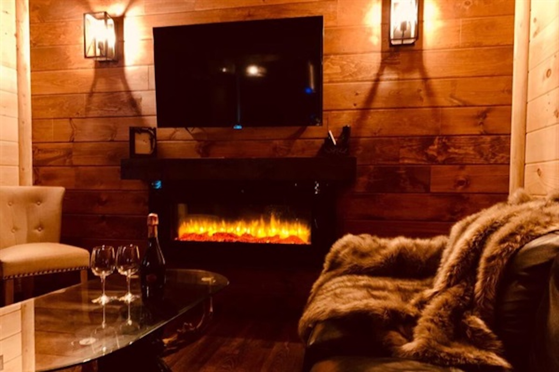 Fireplace and television in the main living area