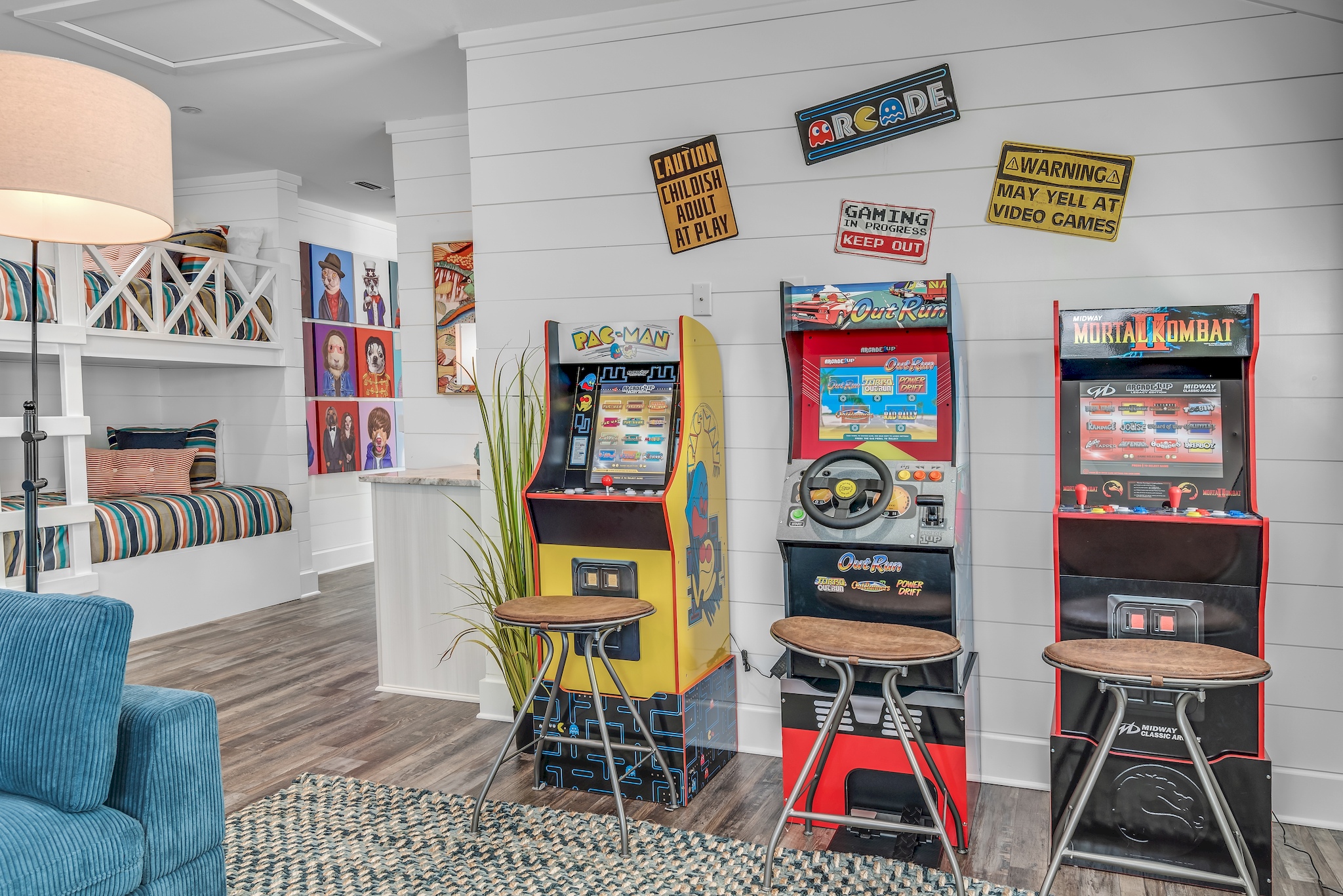 Pac-man, OutRun, and Mortal Kombat! (third floor)