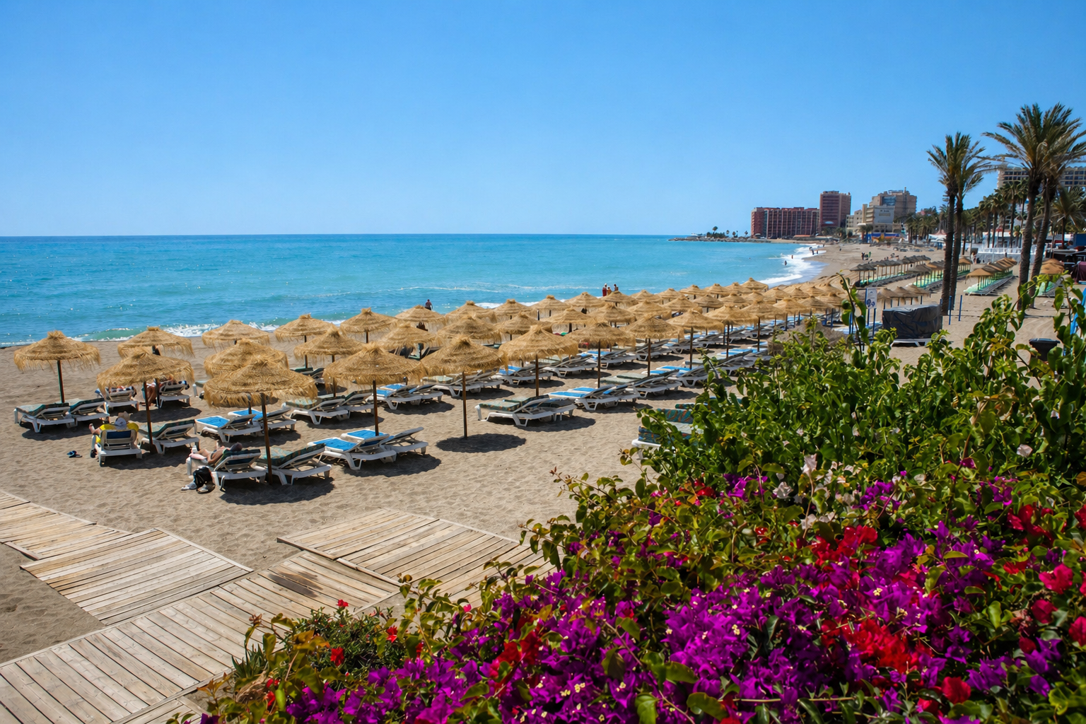 Santa Ana Beach – A vibrant and popular beach with a beautiful promenade, palm trees and a wide selection of sunbeds, perfect for enjoying the Mediterranean lifestyle.
