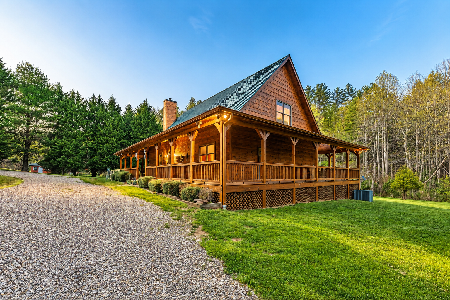 This photo provides a glimpse of the welcoming retreat and its picturesque setting, creating an inviting impression from the roadside view.