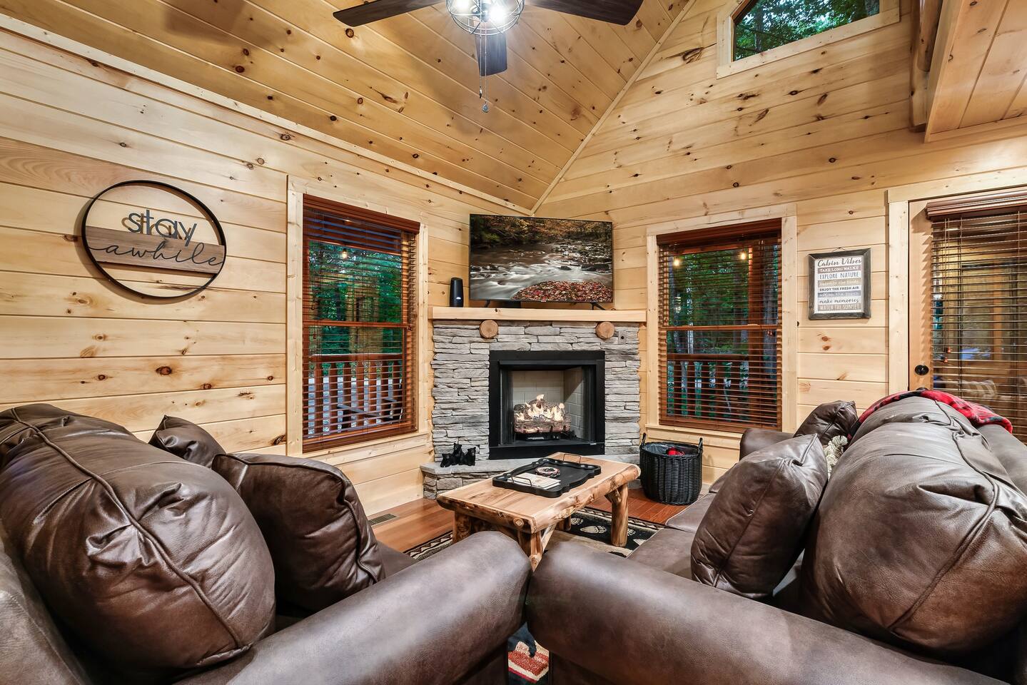 Living room with fireplace