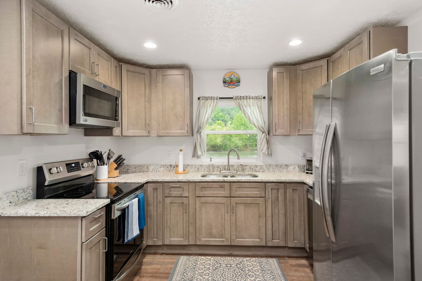 The kitchen at Casa Del Rio is stocked with cooking basics, although one may find themselves distracted watching the river roll by.