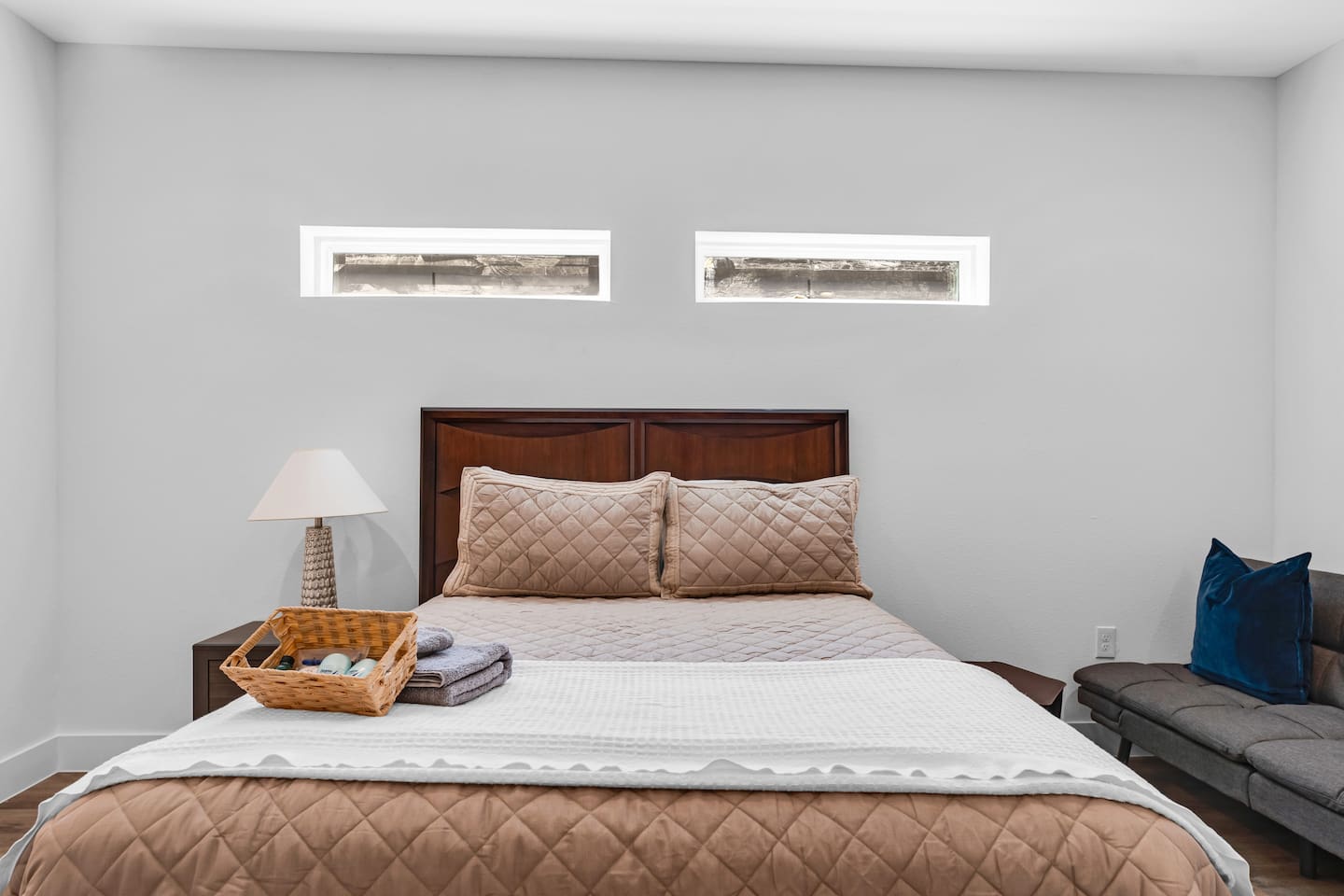 Spacious primary bedroom designed for comfort and relaxation.