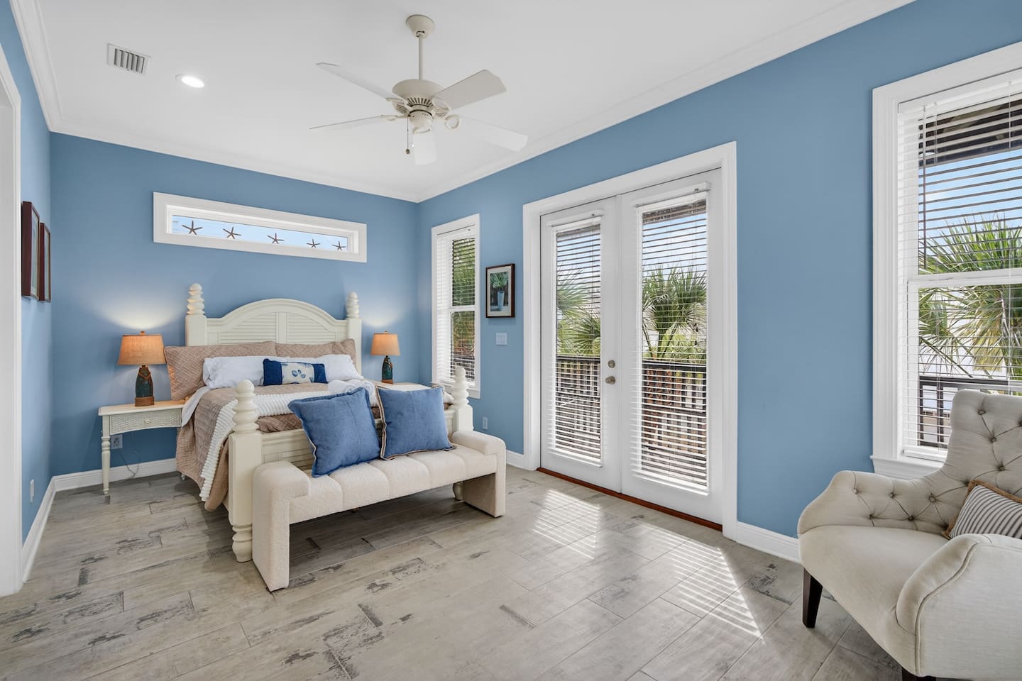 Second floor guest bedroom with balcony