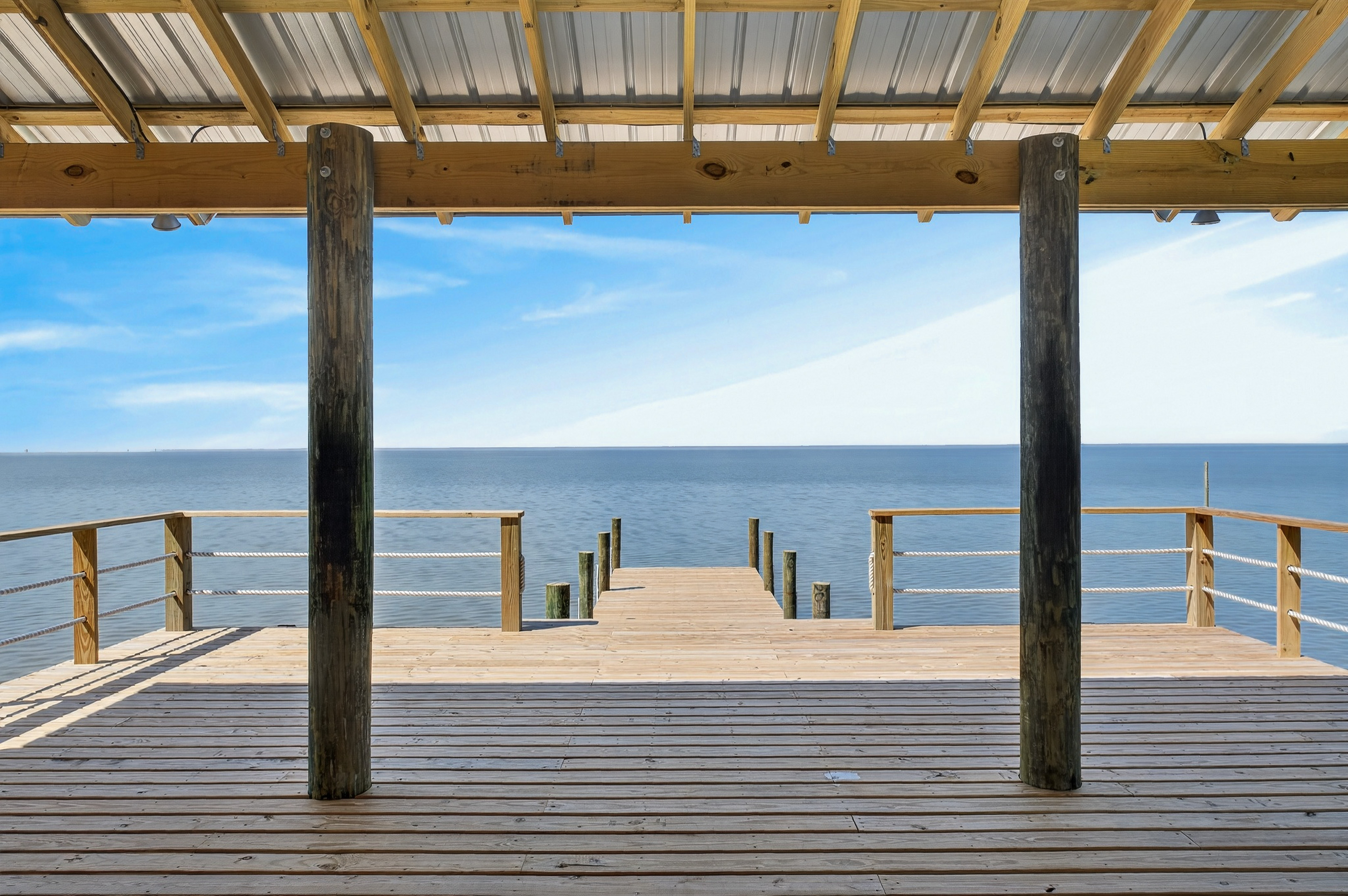 Private dock with wide-open bay views