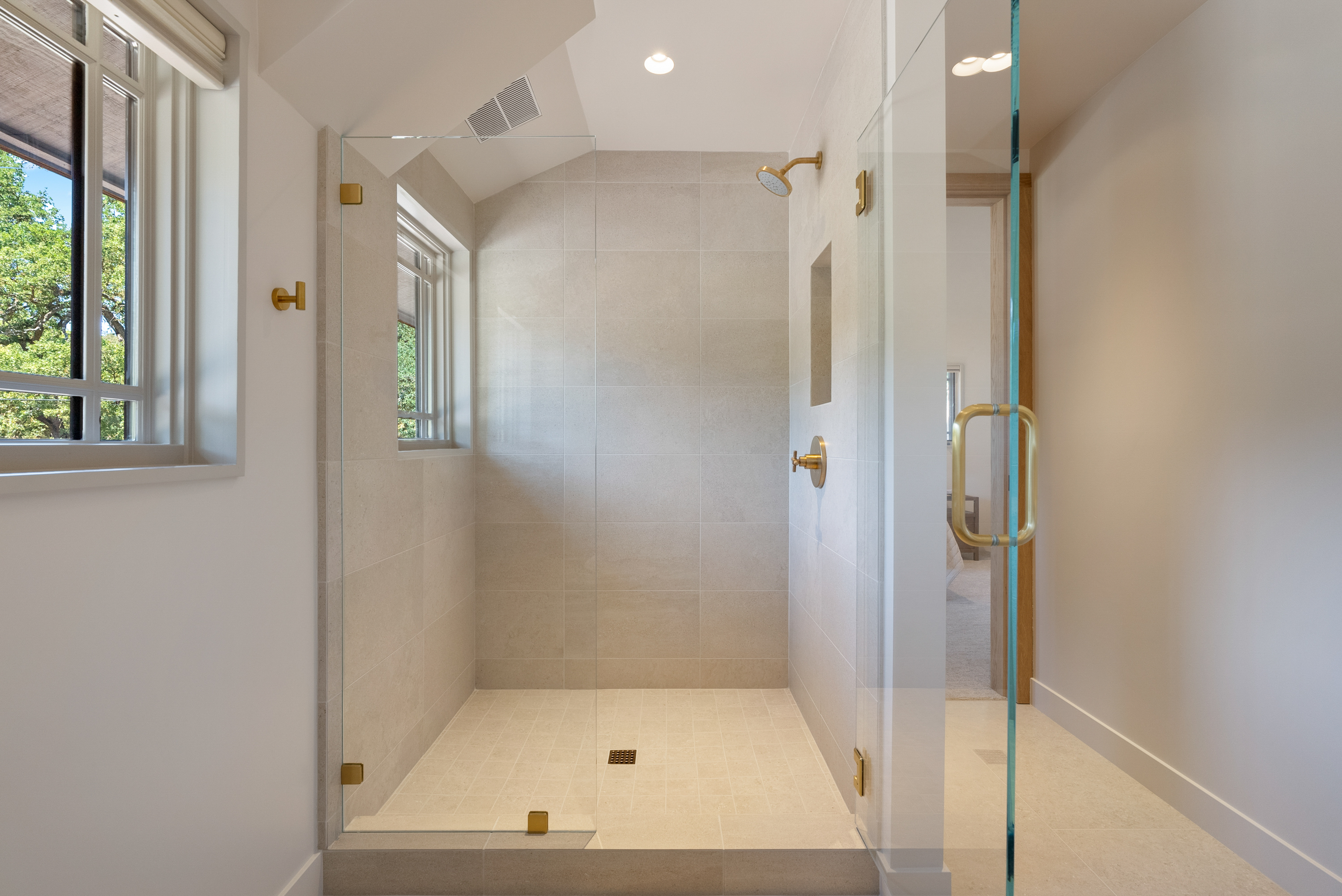 Luxury walk in shower in the upstairs king ensuite