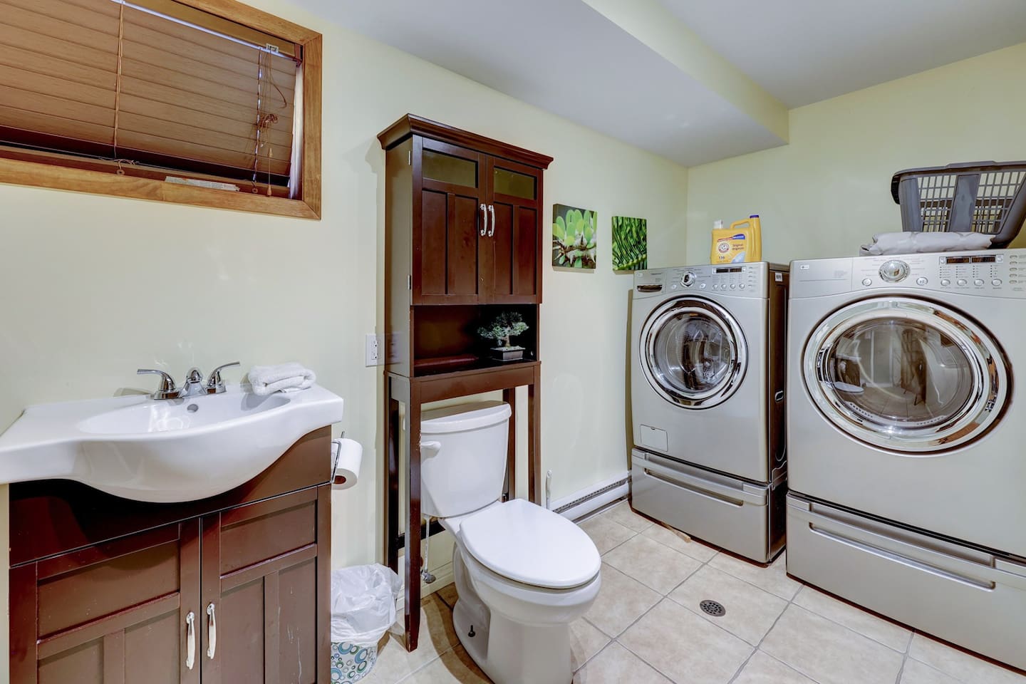 Freshen up and handle laundry with everything conveniently nearby.