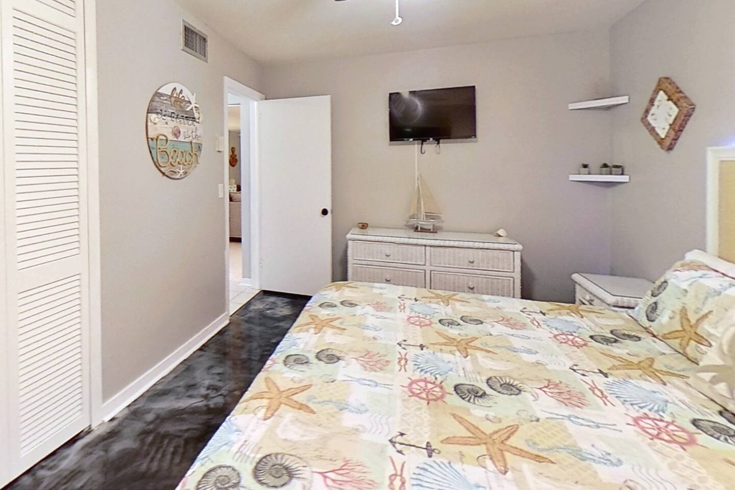 King Bedroom, view from other side, room is located on back side of house for increased privacy, includes blinds and blackout curtains as well for a mid-day nap