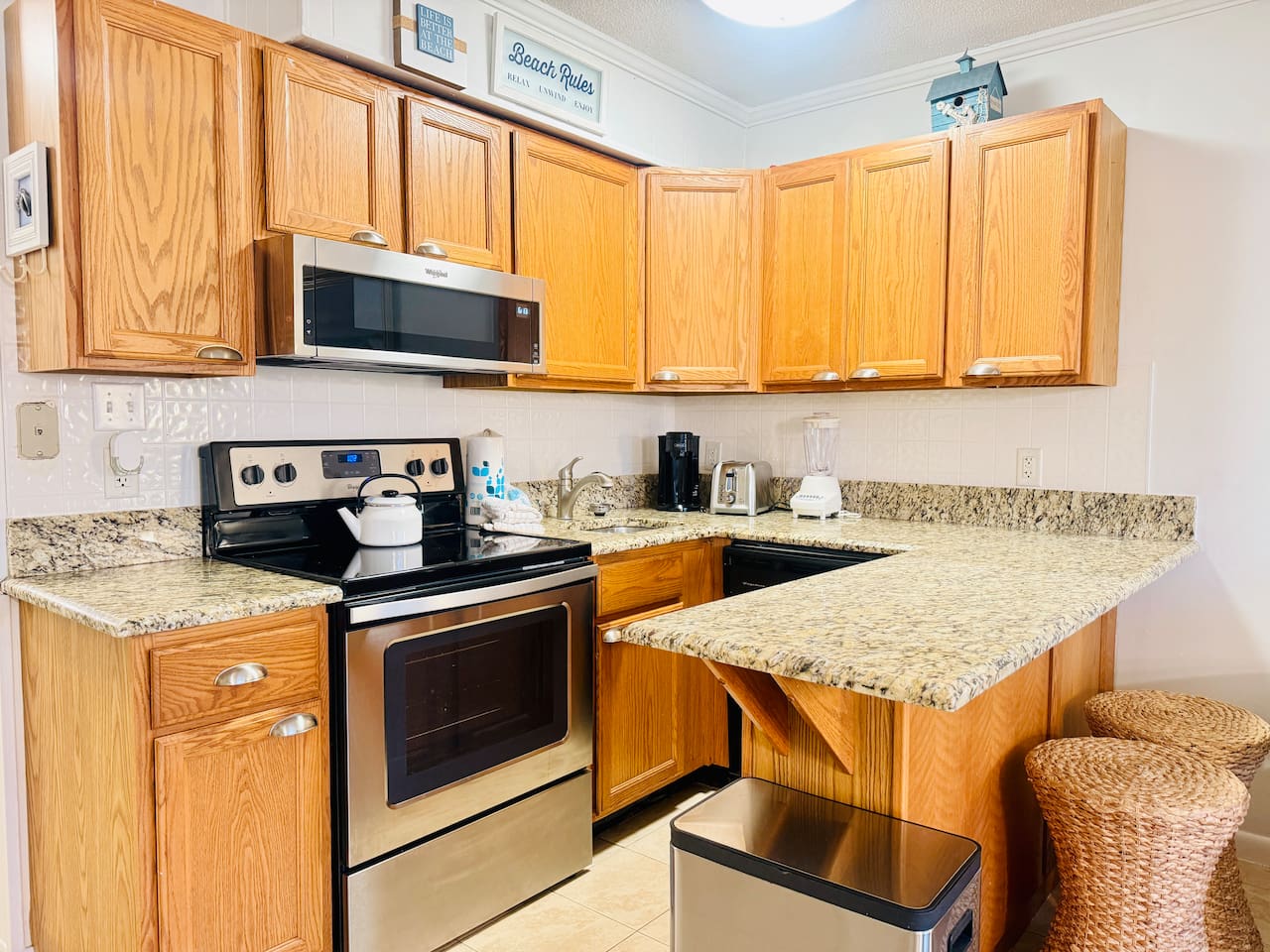 Kitchen with stainless steel appliances
