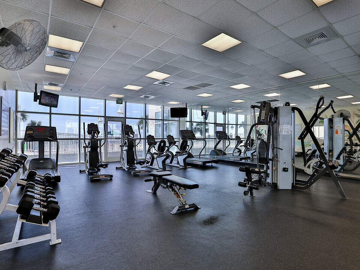 On-site fitness center w/ cardio & strength equipment to keep routines going.