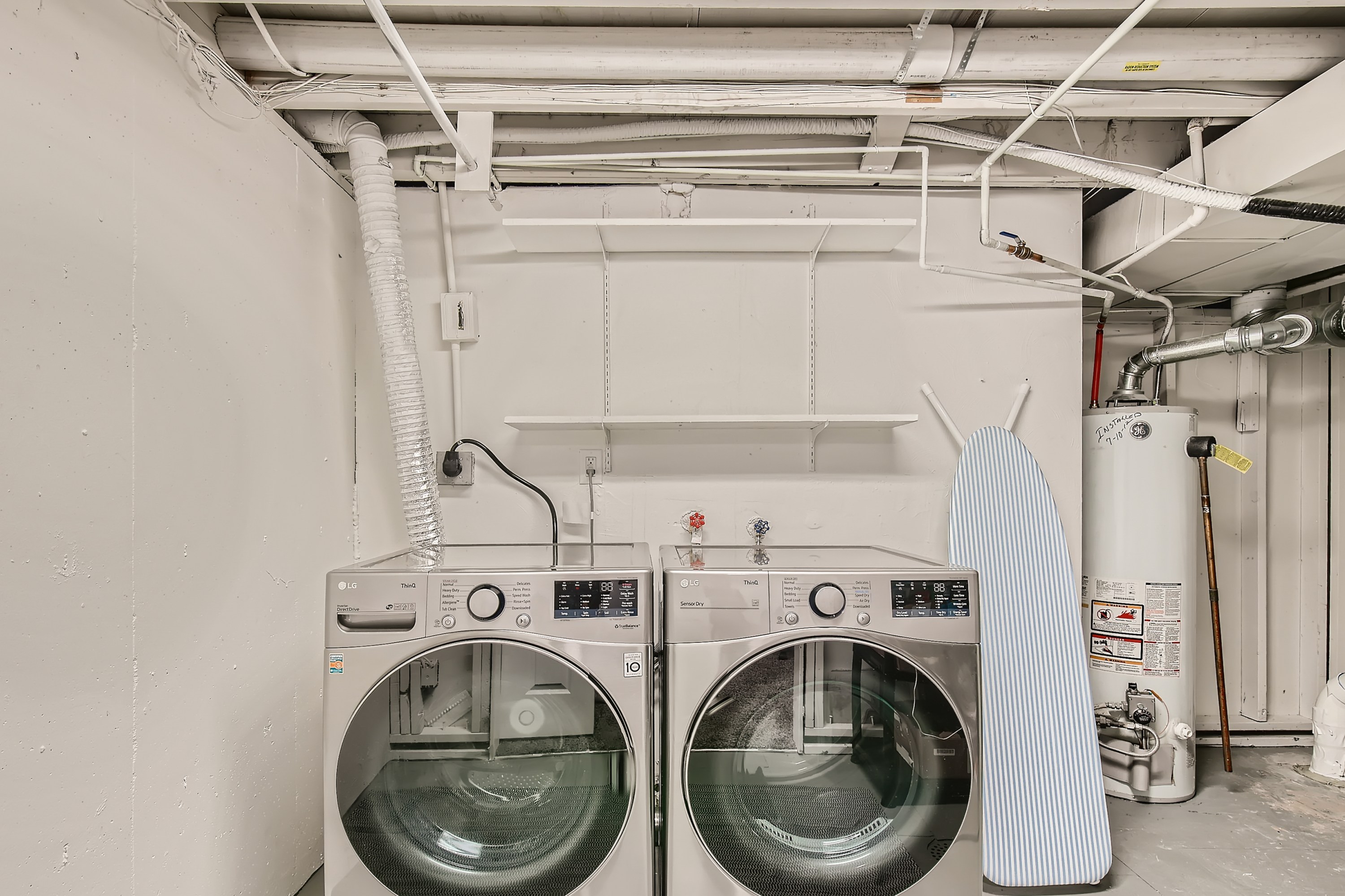 Smart LG energy-efficient washer and dryer.