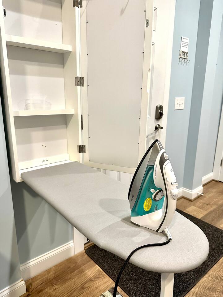Extra ironing board and iron in the downstairs apartment, so you don't have to go upstairs when getting ready for a night out.
