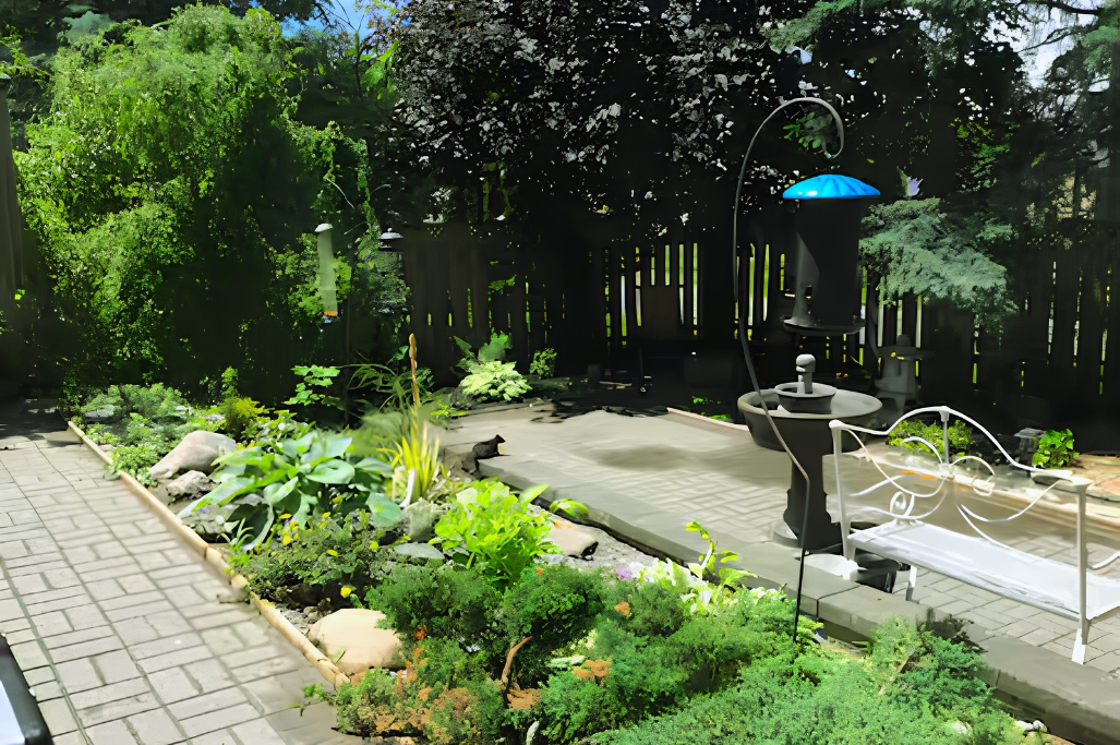 Lush gardens in the zen garden.