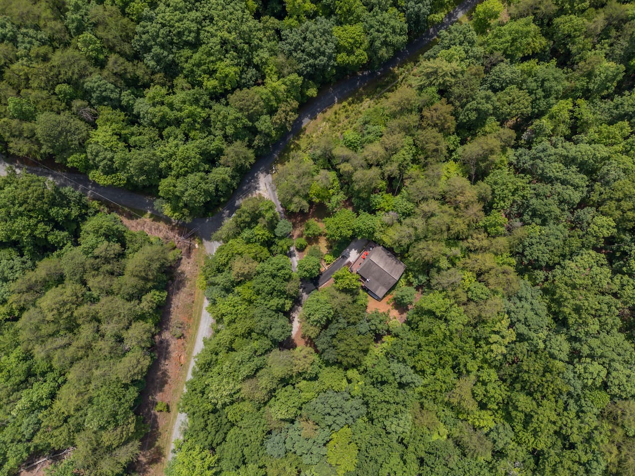 Upper drone view of the cabin