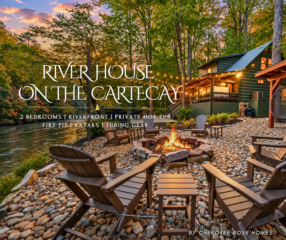 River House on the Cartecay is made for guests who want to combine a peaceful cabin stay with time on the water from fishing and kayaking to simply sitting back and listening to the river.