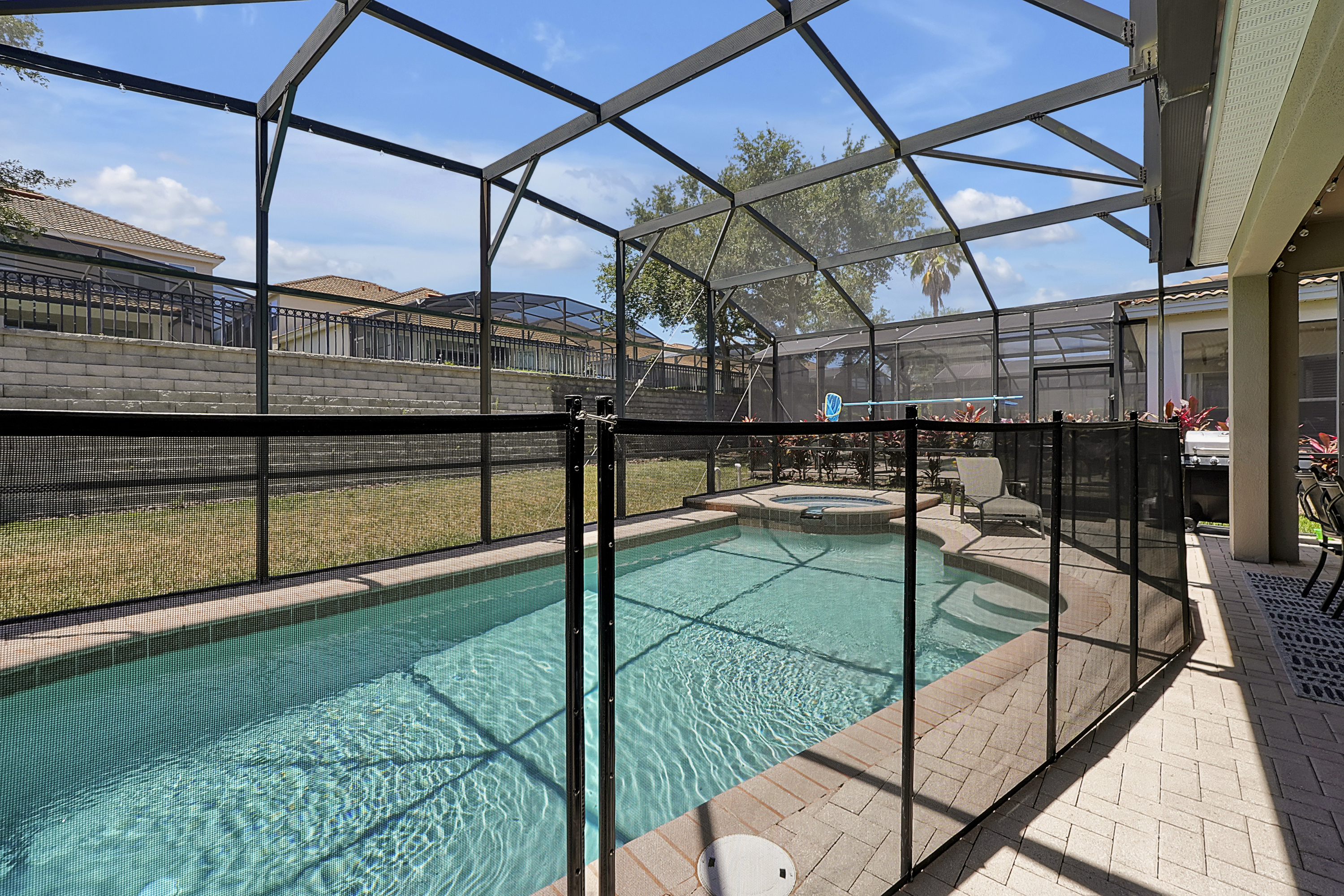 Screened off pool for safety