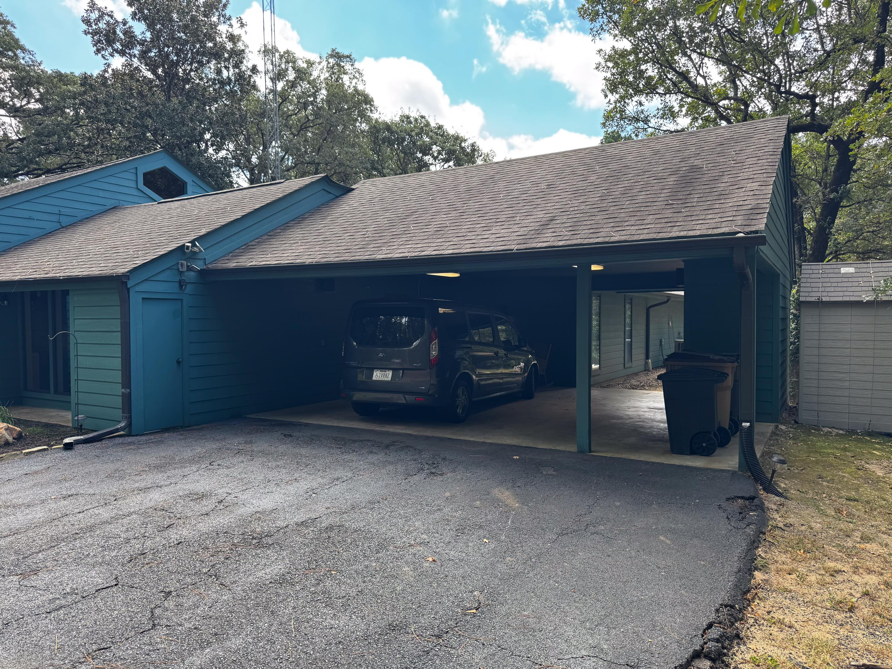 Two vehicle carport.