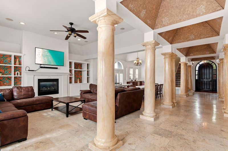 Grand architecture with striking pillars throughout