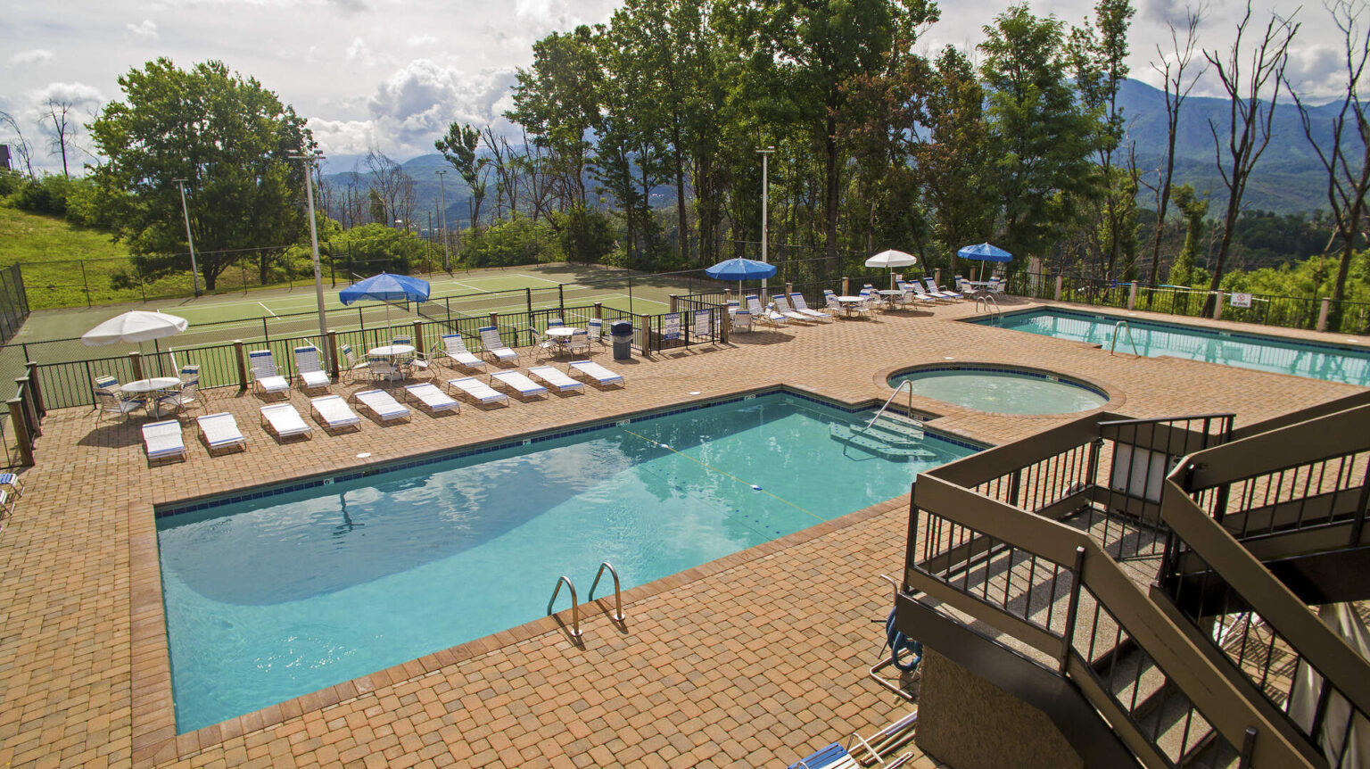 Gorgeous Smoky Mountain Views from the pools at the North Clubhouse. Only 1/2 mile from the Lodge.