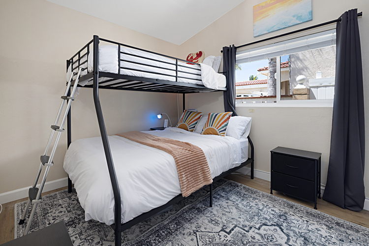 Bedroom #2, Full size lower bunk, twin bed on top