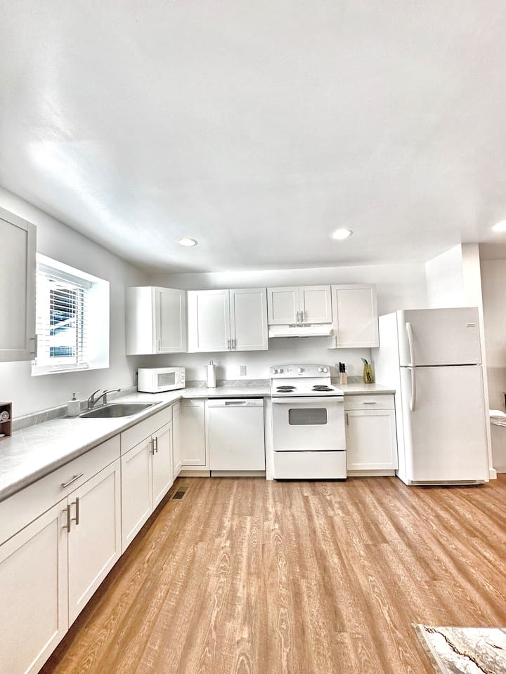 Clean, fully equipped kitchen ready for home-cooked meals!