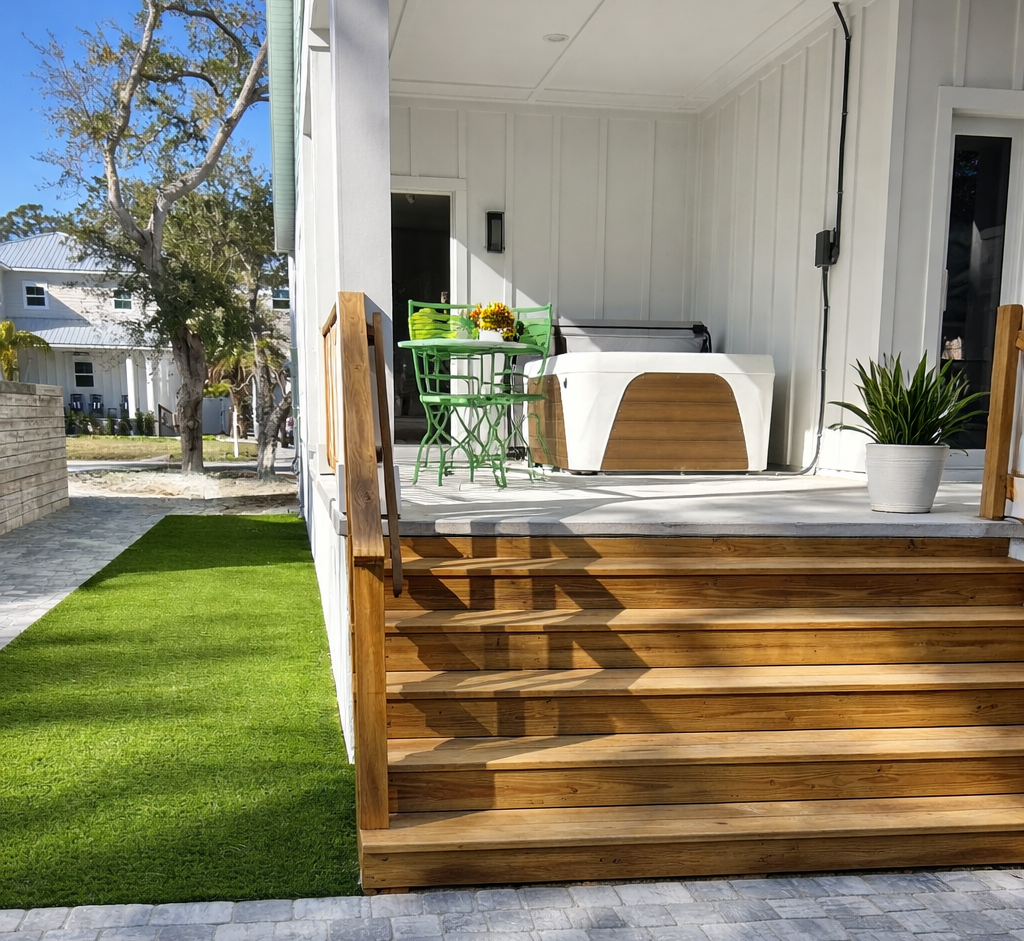 Soak in the 4 person hot tub