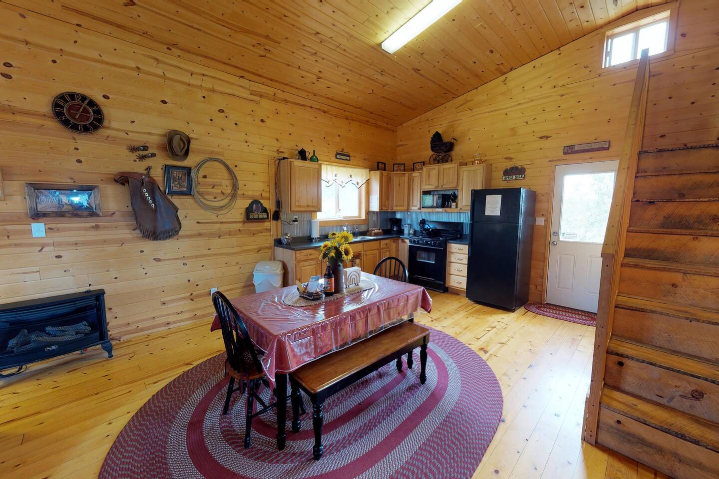 The Ranch Cabin also has a full kitchen and dining area.