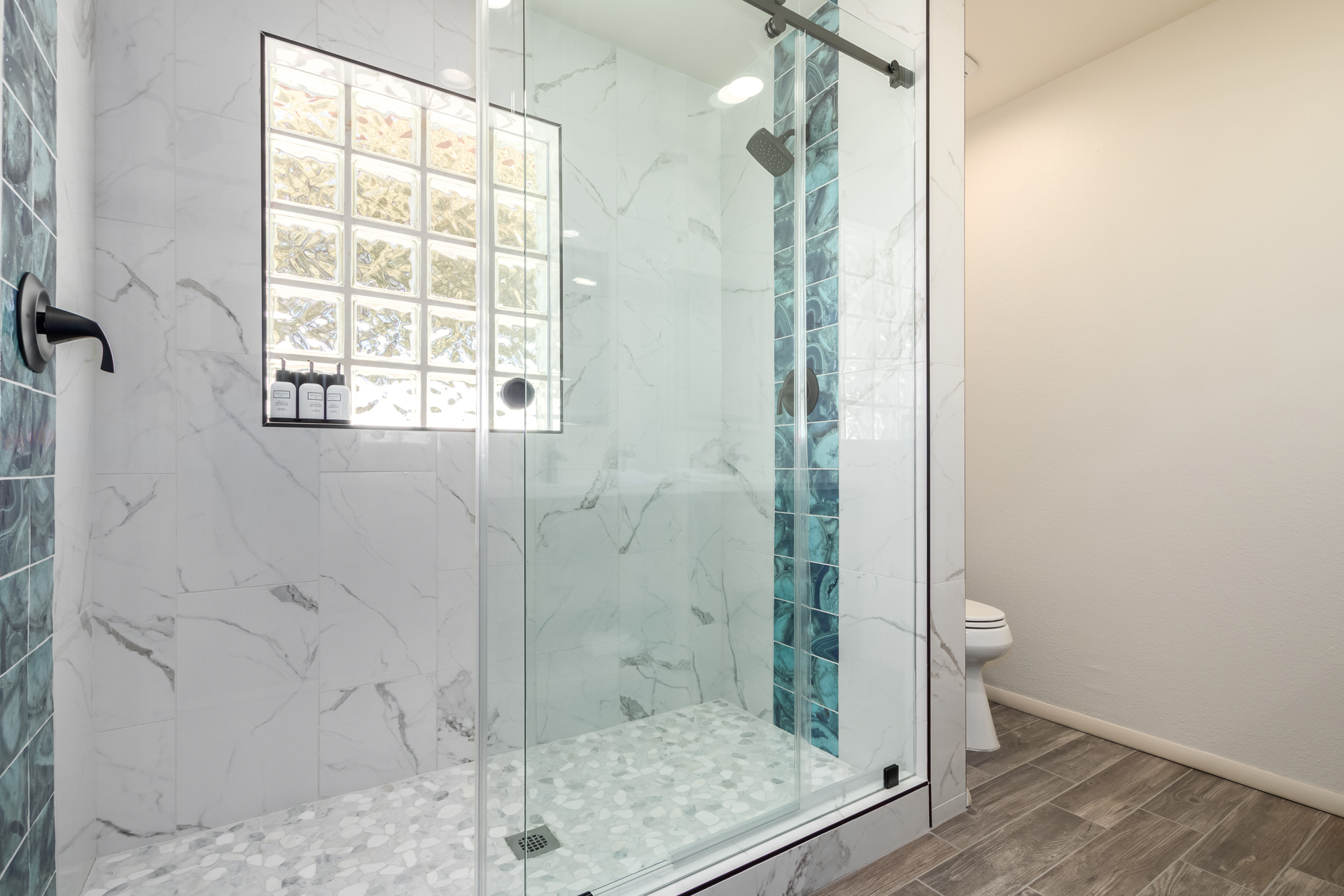 primary bathroom - ensuite walk in shower w/ dual vanity & dual shower heads